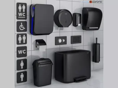 Bathroom accessories set 72 black  3D model