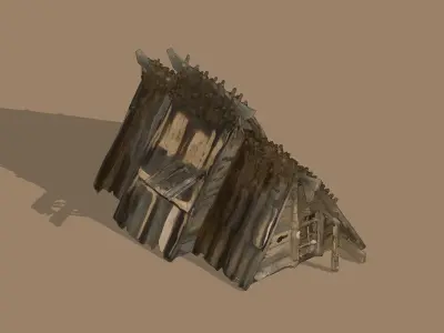 Rustic Matchstick Hut  Low-poly 3D model