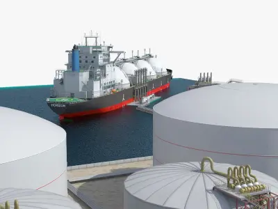 LNG Export Terminal with Gas Carrier Ship 