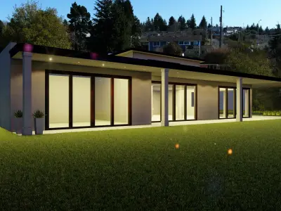 single story modern exterior design and redesign visualization 3D model