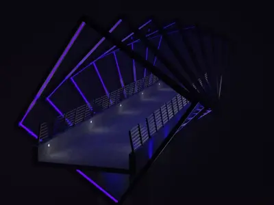 Bridge with Lighting Low-poly 3D model