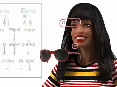 Fashionable Style Teenage Light Skin Black Girl Rigged 3D model