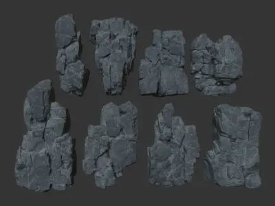 High poly Black Modular Rock 230706 3D model