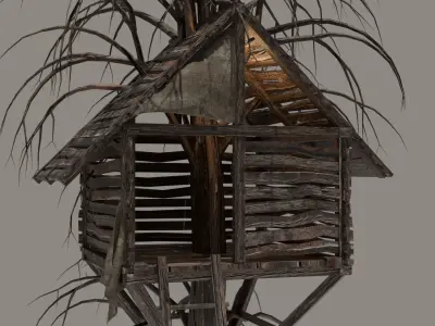 Old Tree House Low-poly 3D model