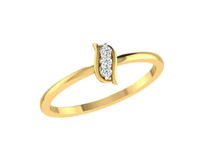 Solitaire Women Engagement Band Ring 3D print model 2