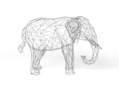 Elephant Wireframe Low-poly 3D model