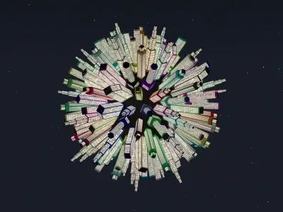 Low Poly Planet Cityscape 3D model