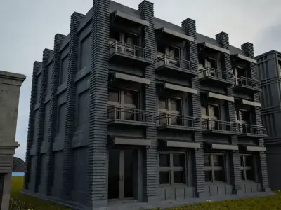OLD RETRO CLASSICAL BUILDING 5 Low-poly 3D model