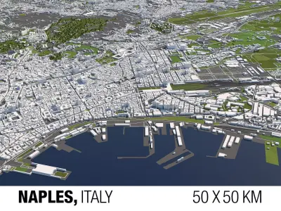 Naples Italy 50x50km 3D City Map 3D model