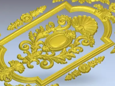 Classic decor  relief  ornament carved 01 3D model