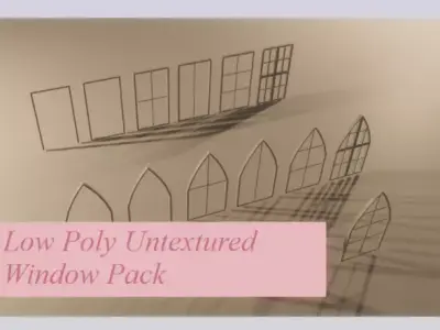 Low Poly Untextured Window Pack Low-poly 3D model