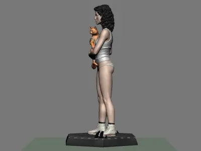 Ripley statue of woman holding cat 3D print model