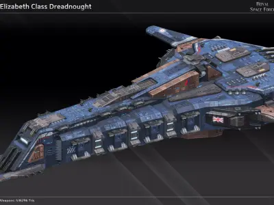 RSFSpaceship Queen Elizabeth Class Dreadnought Low-poly 3D model