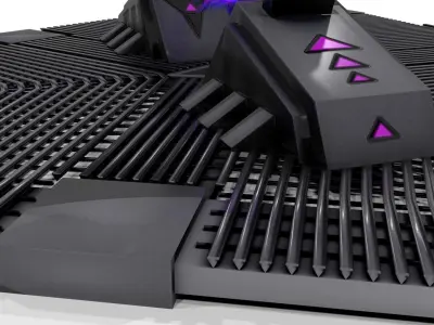 Portal spaceship with lights Low-poly 3D model