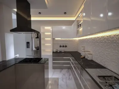 KITCHEN closet with two doors and wooden shelf 3D model