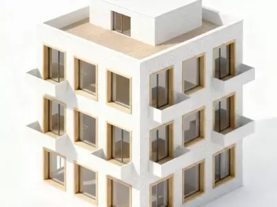 Modern Minimalist White Brick Apartment 3D Model Low-poly 3D model