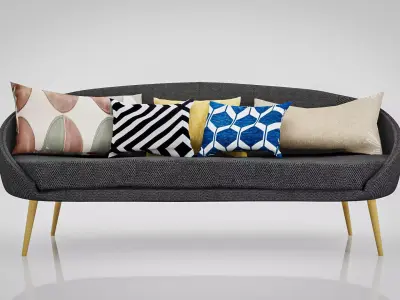 Sofa Willy Black Fabric Free low-poly 3D model