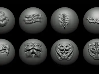 Zbrush and Blender Alien VDM Brush 3D model