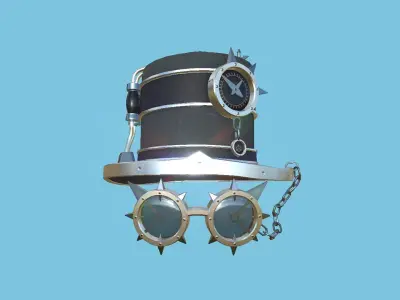 Steampunk Hat 05 Silver Black - SciFi Character Design Low-poly 3D model