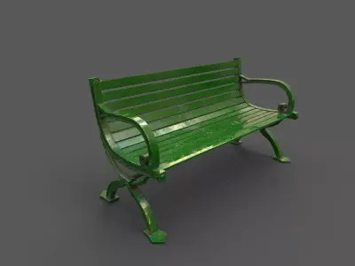 Street Bench Low-poly 3D model