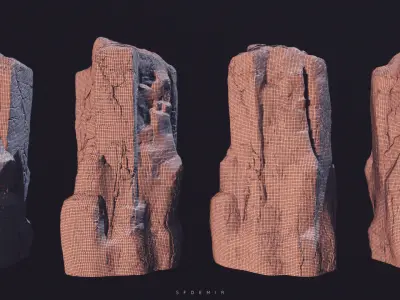 SF Cliff Pack 3D Model  Low-poly 3D model