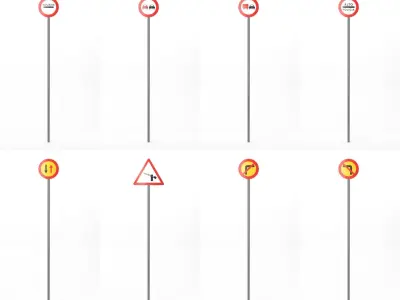 285 Spanish Traffic Road Sign Pack ES Low-poly 3D model