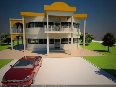 house small villa Low-poly 3D model