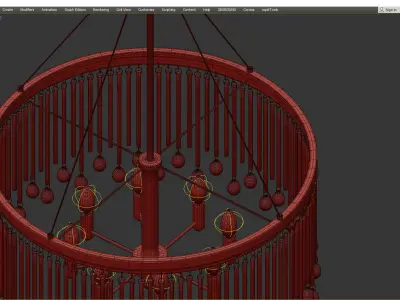 Piper 6 Light Chandelier Round Pendant Light Low-poly 3D model