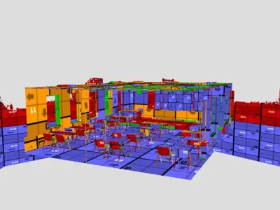 VR Classroom Baked and Corona Max Scene Low-poly 3D model