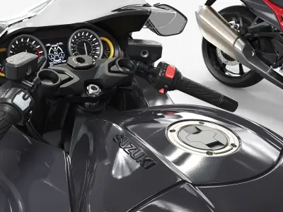  Suzuki Hayabusa Sportbike with Full Fairing and Red Trim Black Simplified 