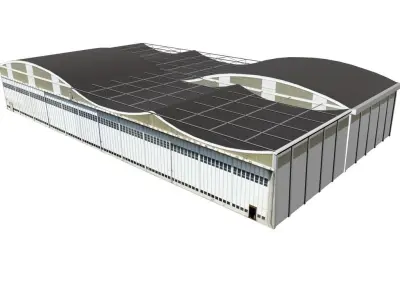 warehouse 3D model building with roof 3D model