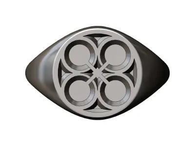 Round signet ring with gothic ornament N07 3D print model