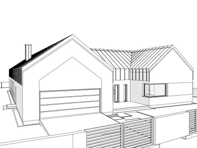 double barn house model 3D model