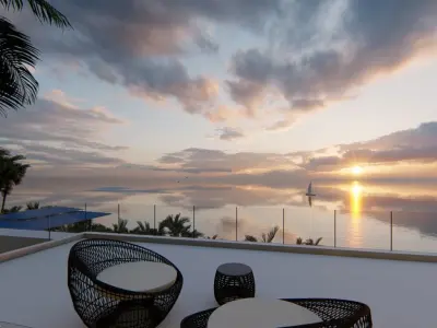 Modern house on the beach 3D model