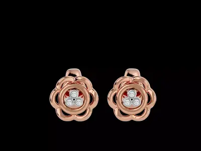 Light Minimalist Diamond Earrings 3D print model 10