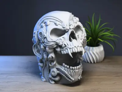Robot Skull Headphone Stand 3D print model purchase