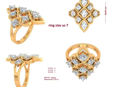 Diamond Ring for Women 3D print model shop