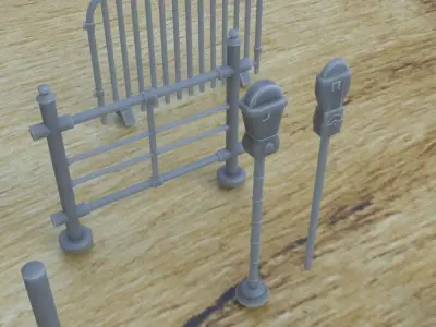 STREET ASSETS 1-35 FOR DIORAMA SUPPORTED STL 3D print model