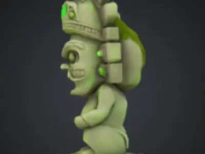 Stylized Mayan Alien Statue Low-poly 3D model