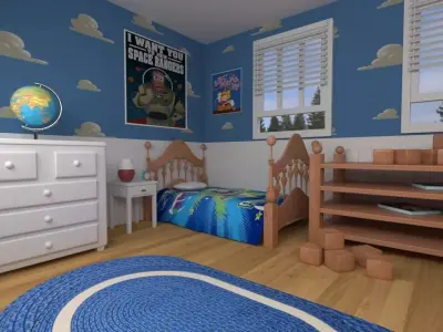 3D Cartoon bedroom environment from Toy Story 3D model Low-poly 3D model
