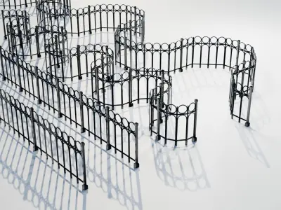 modular metal fence no 2 3D model