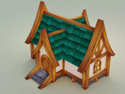 Low poly Cartoon House 4 Low-poly 3D model