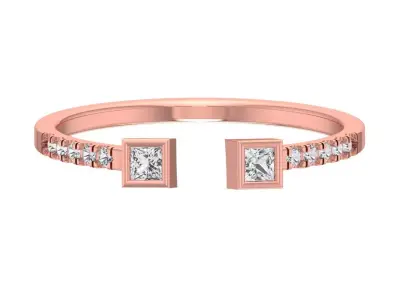 Open End Light Weight Band Princess stone Ring 3D print model