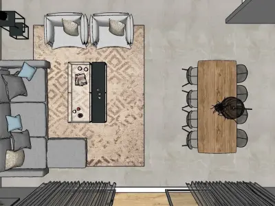 Fully equipped modern living room 3D model