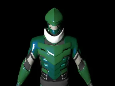 Cyborg Genji armor   Low-poly 3D model