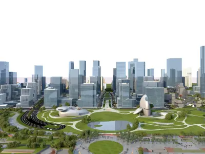 Shenzhen city Bay Architecture Low-poly 3D model