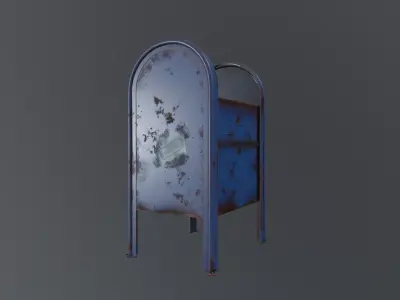 Rusted Street Mail Box Low-poly 3D model