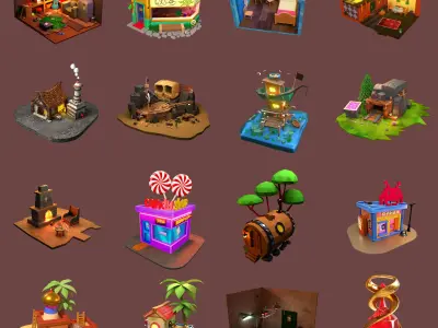 20 High detailed 3D isometric rooms and scenes Mega pack 3D model