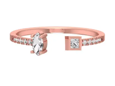 Open End Light Weight Marquise Princess stone Band Ring 3D print model