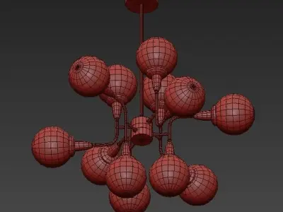 Robertson modern chandelier with brass and balls 3D model